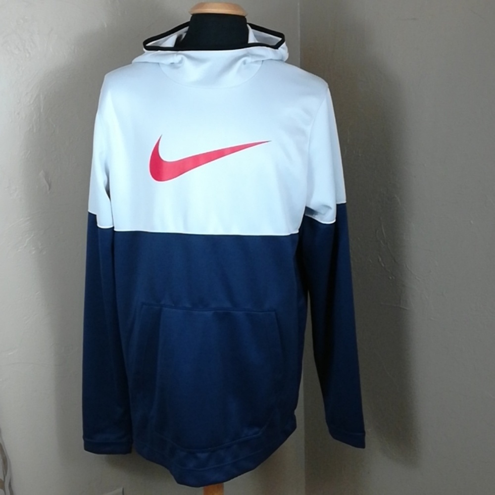 Nike white navy orange swoosh big and tall hoodie